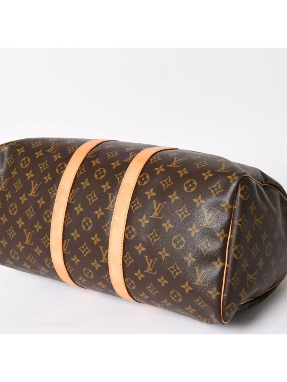 Louis Vuitton Monogram Keepall 45 Boston Bag Canvas Vachetta Leather Brown Gold